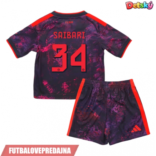 Lacne Dětský Futbalové dres Bayern Munich Ismael Saibari #34 2026-27 Krátky Rukáv - Tretina (+ trenírky)